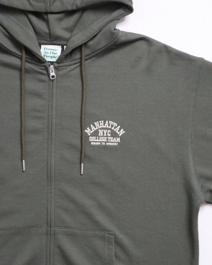 POWER TO THE PEOPLE カレッジロゴ虎ジップパーカー KHAKI