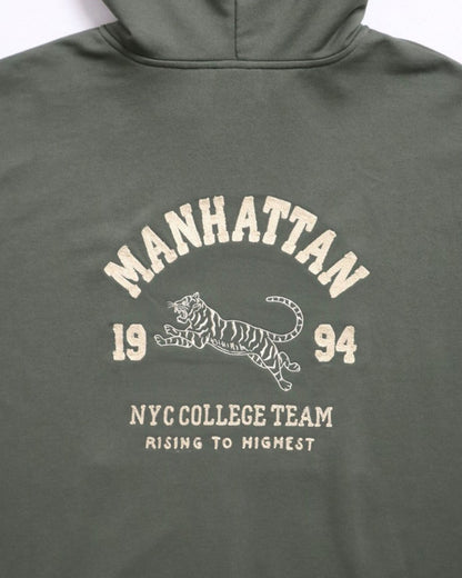 POWER TO THE PEOPLE カレッジロゴ虎ジップパーカー KHAKI