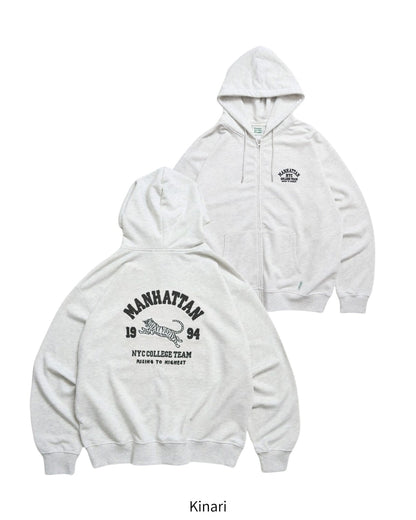 POWER TO THE PEOPLE カレッジロゴ虎ジップパーカー KINARI