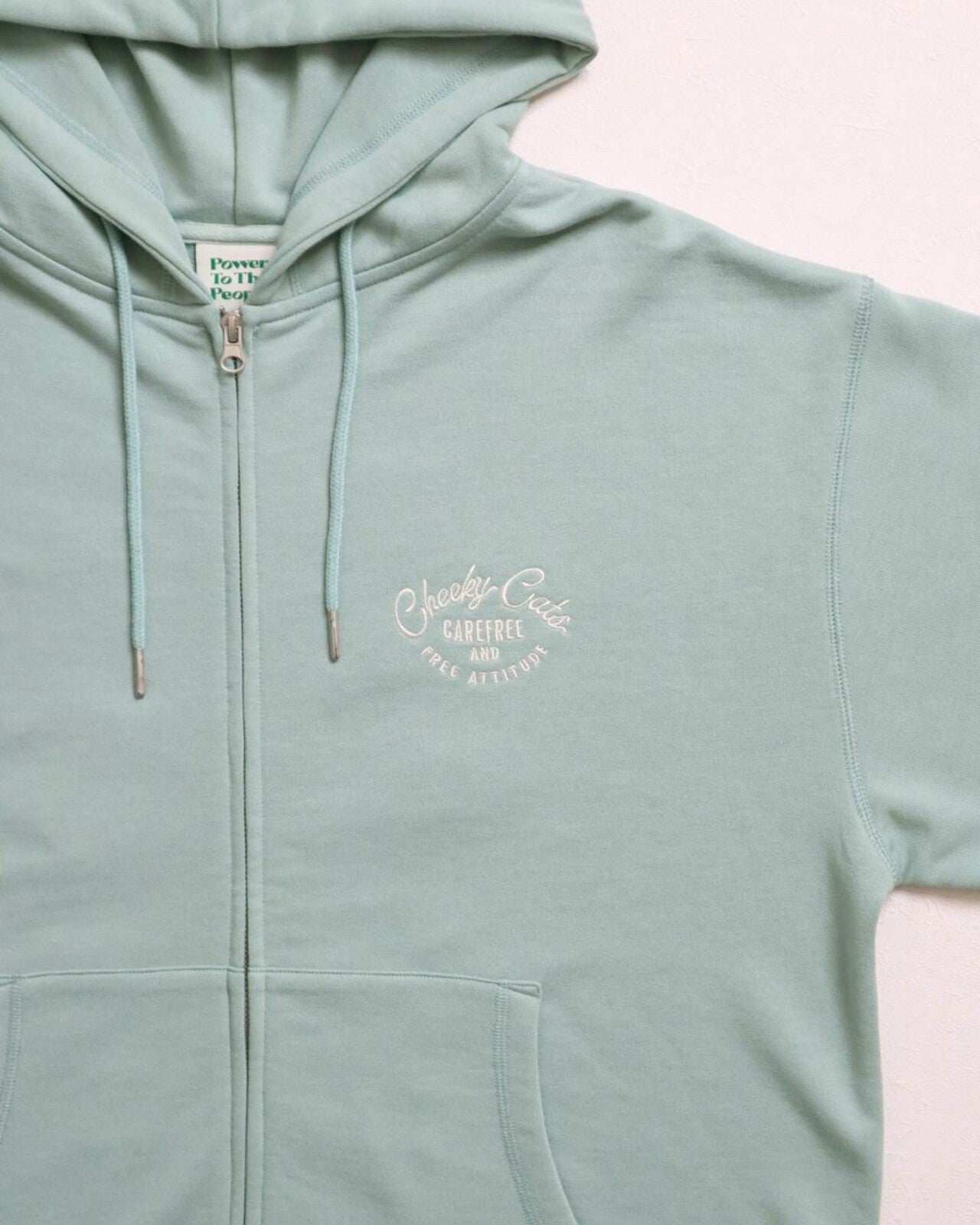 POWER TO THE PEOPLE チル猫ジップパーカー GREEN