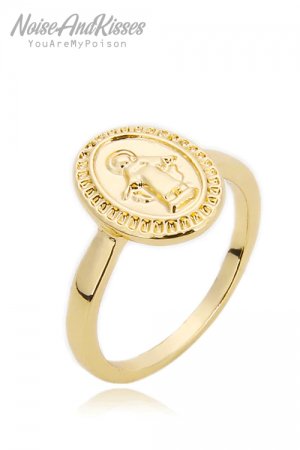 Guadalupe Angel Medal Point Ring GOLD