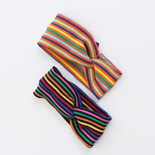 【会員限定0円】Colorful Border ヘアバンド Black Mix