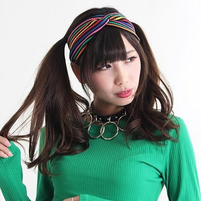 【会員限定0円】Colorful Border ヘアバンド Black Mix