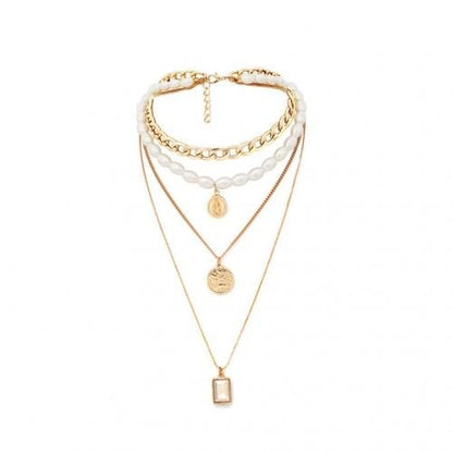 【会員限定0円】Medal Pearl  4 Line ネックレス Yellow Pearl