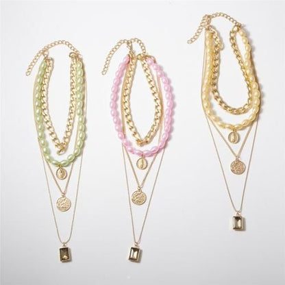 【会員限定0円】Medal Pearl  4 Line ネックレス Yellow Pearl