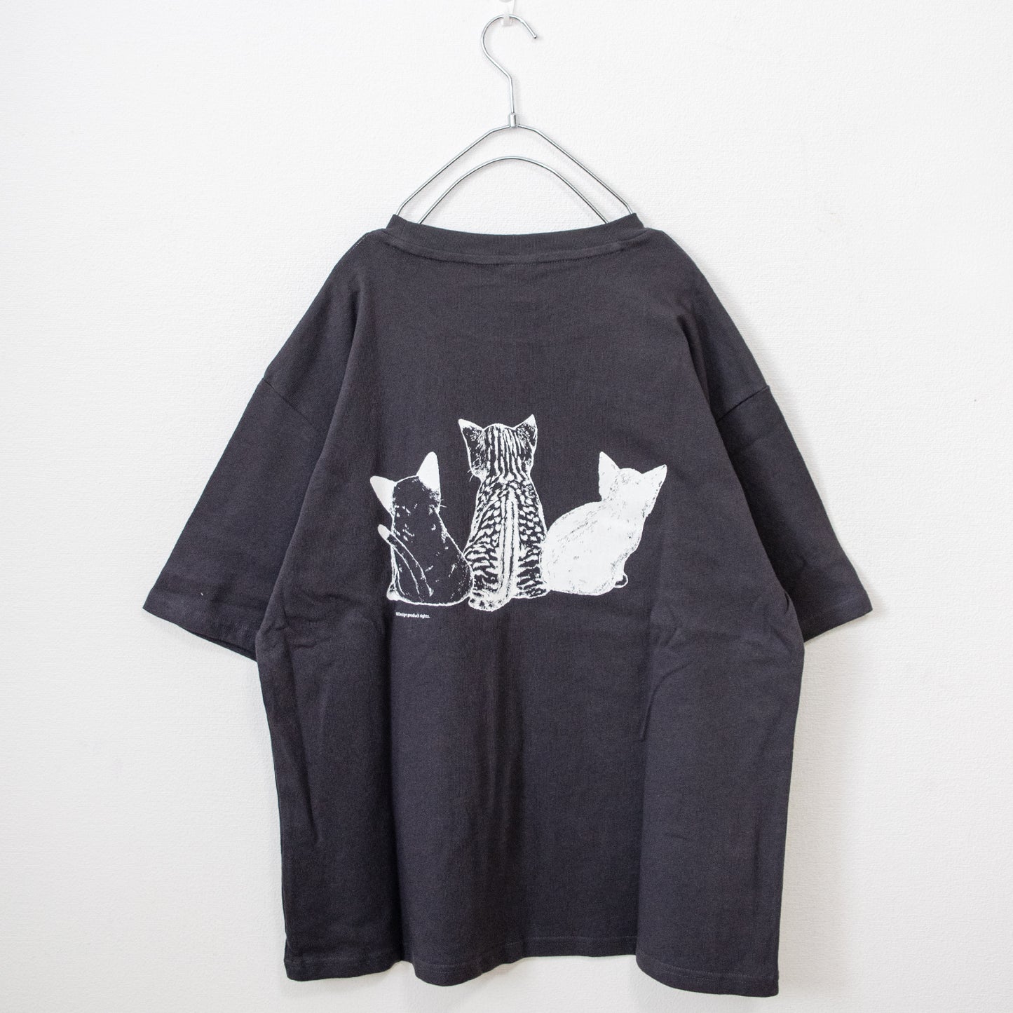 CAT柄プリント半袖Tシャツ CHARCOAL チャコール
