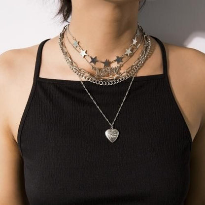 【会員限定0円】Locket Heart 5 Chain ネックレス SILVER