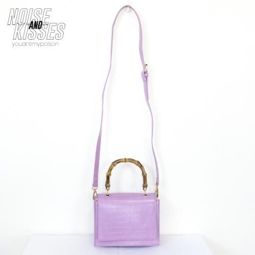 バンブー風クロコ 2WAYハンドバッグ LAVENDER ラベンダー 紫