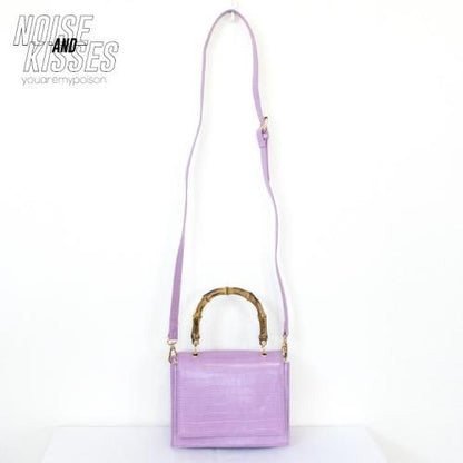 バンブー風クロコ 2WAYハンドバッグ LAVENDER ラベンダー 紫