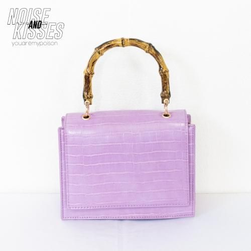 バンブー風クロコ 2WAYハンドバッグ LAVENDER ラベンダー 紫