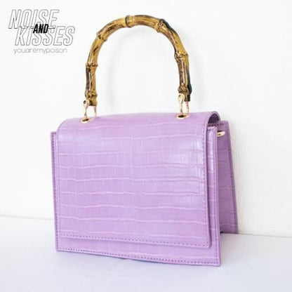 バンブー風クロコ 2WAYハンドバッグ LAVENDER ラベンダー 紫