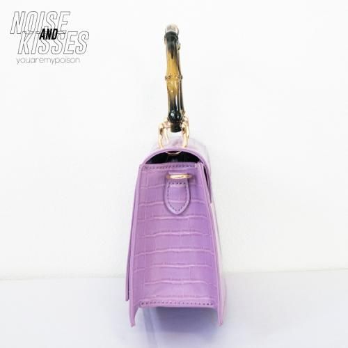 バンブー風クロコ 2WAYハンドバッグ LAVENDER ラベンダー 紫