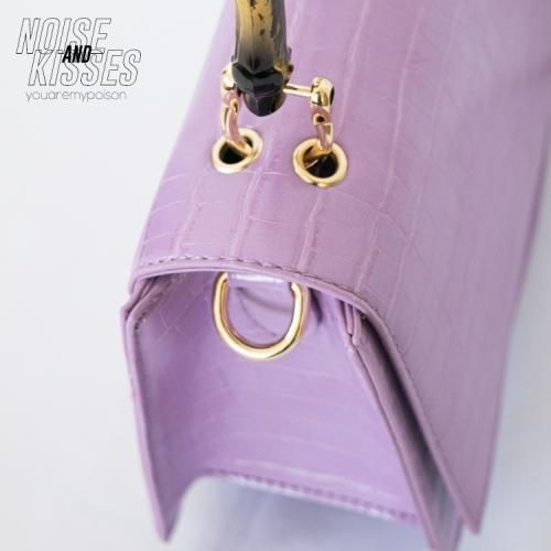 バンブー風クロコ 2WAYハンドバッグ LAVENDER ラベンダー 紫