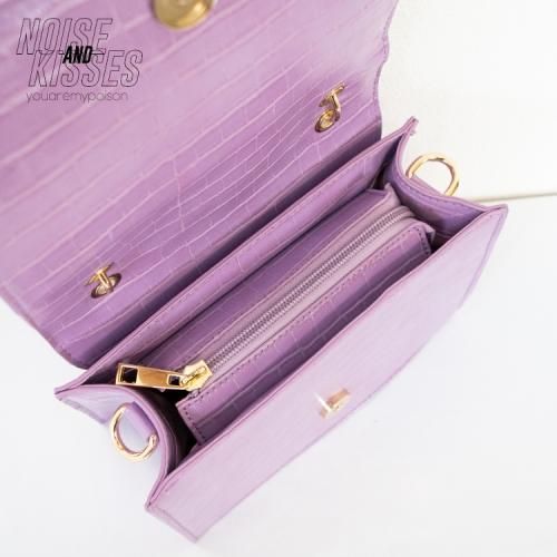 バンブー風クロコ 2WAYハンドバッグ LAVENDER ラベンダー 紫