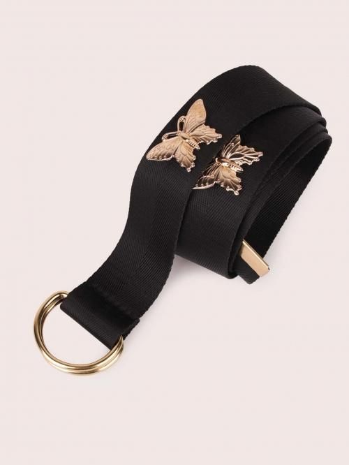 【会員限定0円】Butterfly Decor Tape Belt BLACK