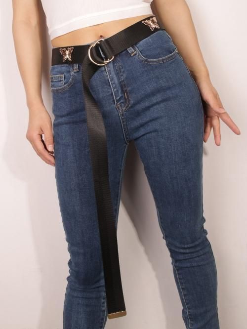 【会員限定0円】Butterfly Decor Tape Belt BLACK