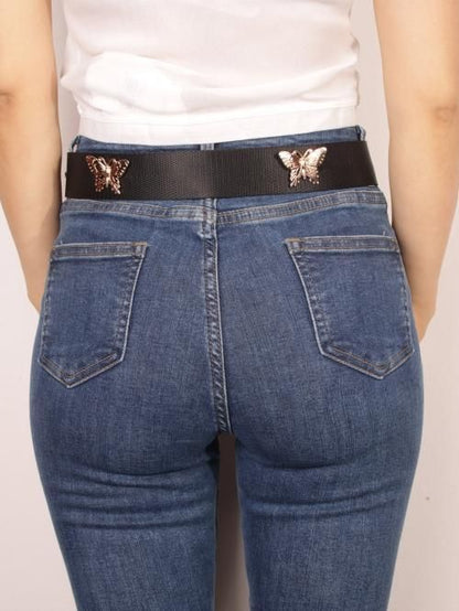 【会員限定0円】Butterfly Decor Tape Belt BLACK