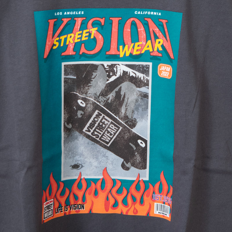 VISION STREET WEAR Skateboard Magazine Illustration T-shirt CHARCOAL