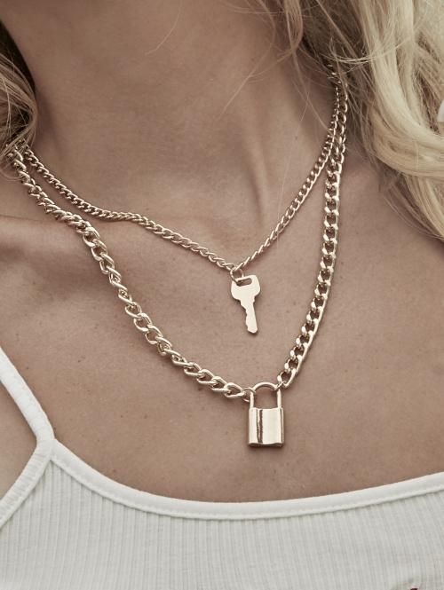 【会員限定0円】Lock & Key Charm Layered Chain ネックレス GOLD