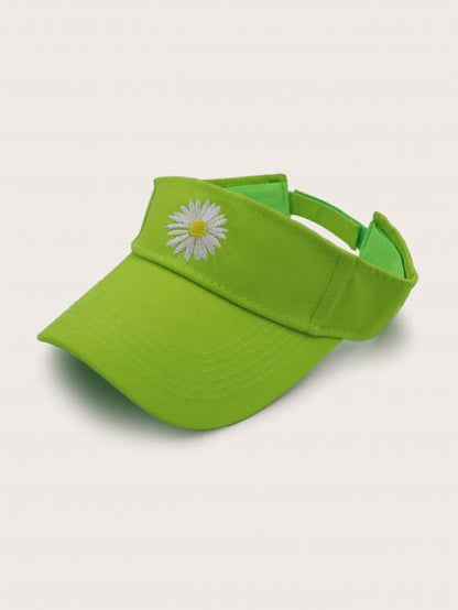 Daisy Embroidery Visor Hat GREEN Green