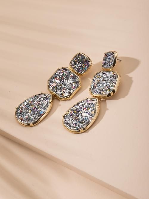 【会員限定0円】Sequin Geo Drop ピアス