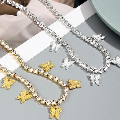 【会員限定0円】Butterflies Rhinestone チョーカー SILVER