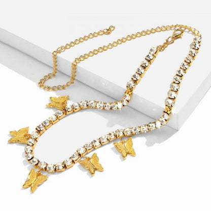 Butterflies Rhinestone チョーカー GOLD