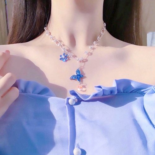 Bijou Butterfly Necklace BLUE