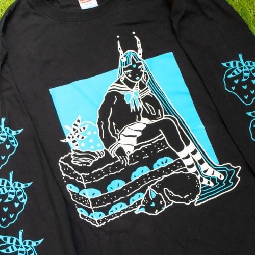 TRACY x NOIKISU ショートケーキガール L/S T-shirt BLACK