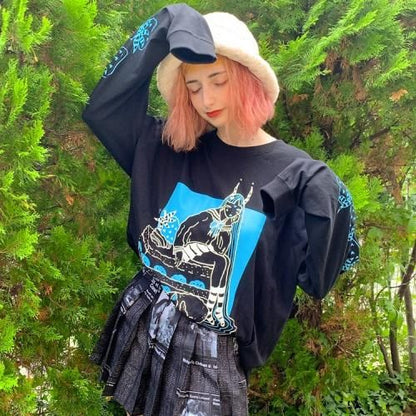 TRACY x NOIKISU ショートケーキガール L/S T-shirt BLACK