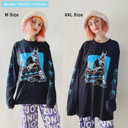 TRACY x NOIKISU ショートケーキガール L/S T-shirt BLACK