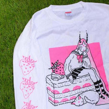 TRACY x NOIKISU ショートケーキガール L/S T-shirt WHITE