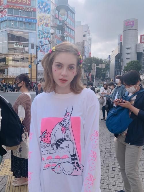 TRACY x NOIKISU ショートケーキガール L/S T-shirt WHITE