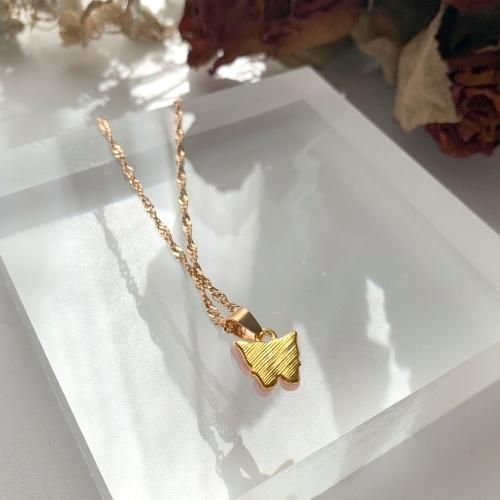 【会員限定0円】蝶々ポイントネックレス PINK