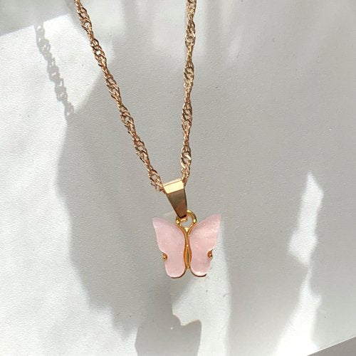 Butterfly Point Necklace L.Pink