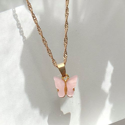 Butterfly Point Necklace L.Pink