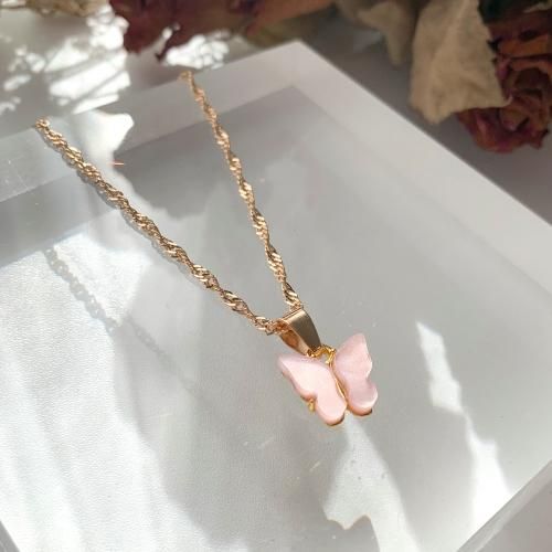 【会員限定0円】蝶々ポイントネックレス L.Pink