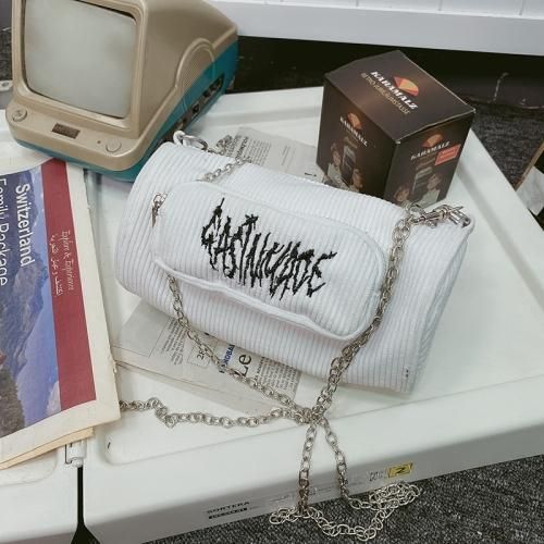 ロゴxチェーン コーデュロイミニバッグ WHITE