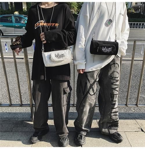 ロゴxチェーン コーデュロイミニバッグ WHITE