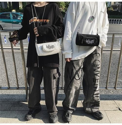 ロゴxチェーン コーデュロイミニバッグ WHITE