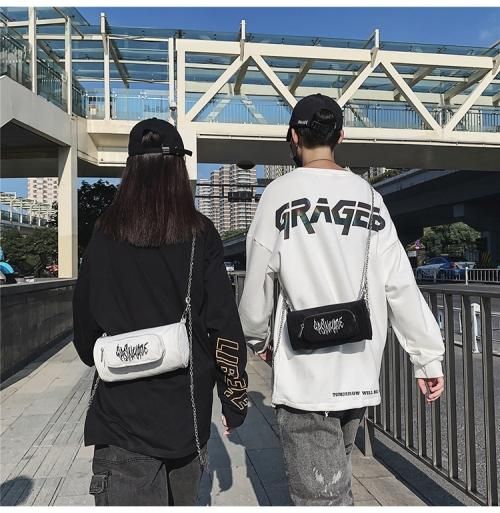 ロゴxチェーン コーデュロイミニバッグ WHITE