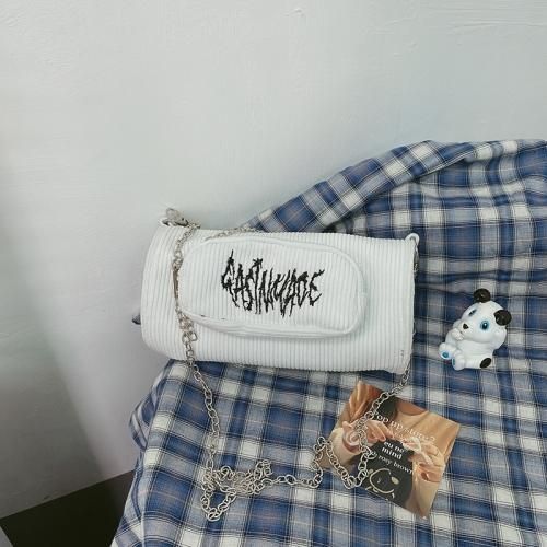 ロゴxチェーン コーデュロイミニバッグ WHITE