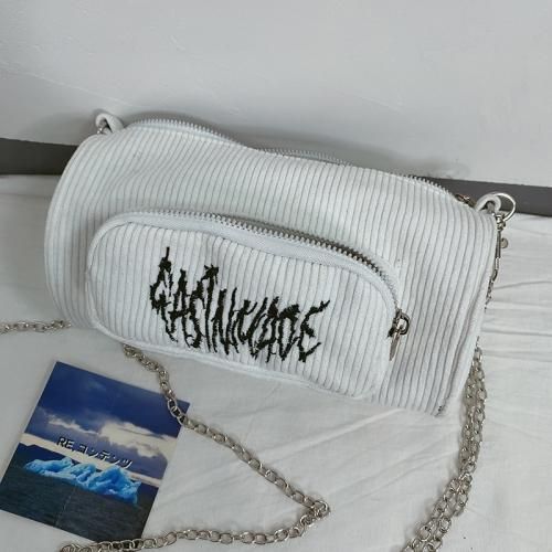ロゴxチェーン コーデュロイミニバッグ WHITE
