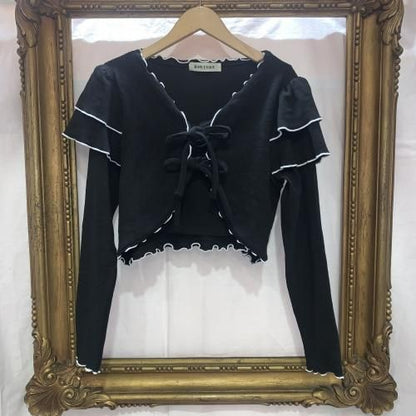 リブメロウカーディガントップス BLACK