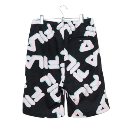 FILA Total Pattern Crew スウェットショートパンツ FM5645 BLACK