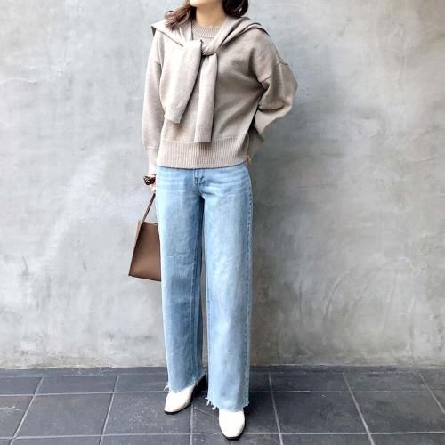 デニムストレートパンツ Bleach Blue