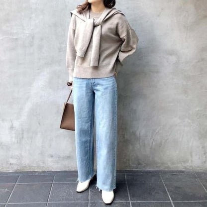 デニムストレートパンツ Bleach Blue