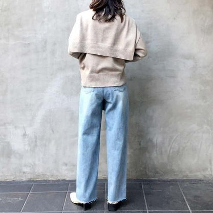 デニムストレートパンツ Bleach Blue
