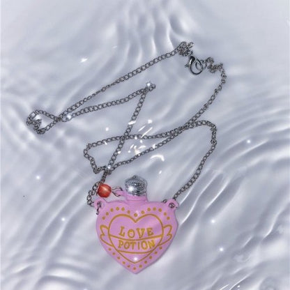LOVE POTION Bottle Necklace PINK