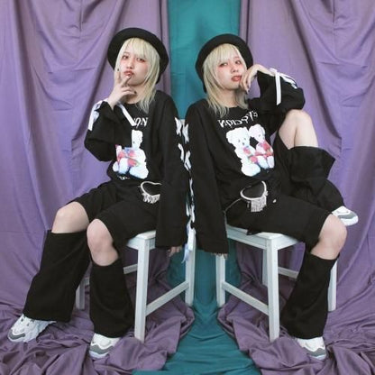 ビジューハート ミニバッグ付き チェーンベルト BLACK